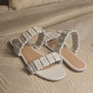 Stuart Weitzman White Braided Sandals